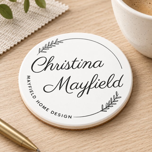 Elegant Script Monogram Name Business Logo Coaster (Creator Uploaded)