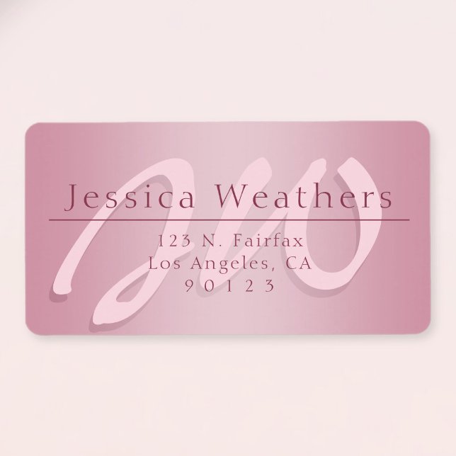 Elegant Script Monogram Ombre Mauve Return Address Label (Creator Uploaded)