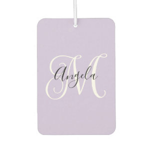 Elegant Script Monogram Pale Lavender Cat Photo Car Air Freshener