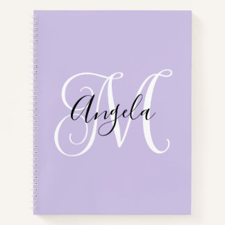 Elegant Script Monogram Pale Lavender Notebook