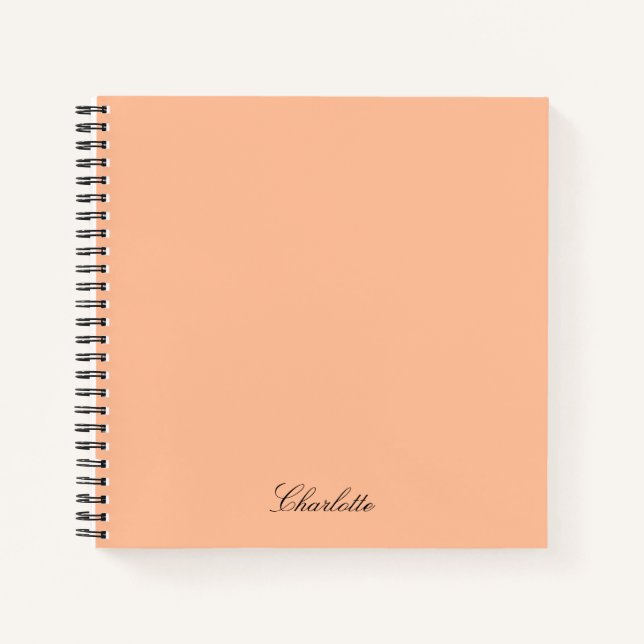 Elegant Script Monogram Peach Custom Notebook (Front)