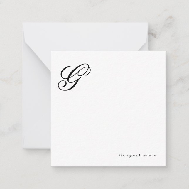 Elegant Script Monogram Personalised Card (Front)