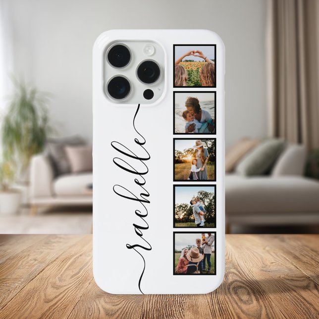 Elegant Script Monogram Personalised Photo Collage Case-Mate iPhone Case (Creator Uploaded)