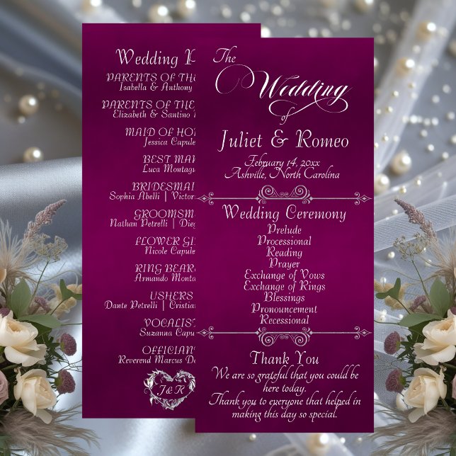 Elegant Script & Monogram - Plum Wedding Programme (Creator Uploaded)