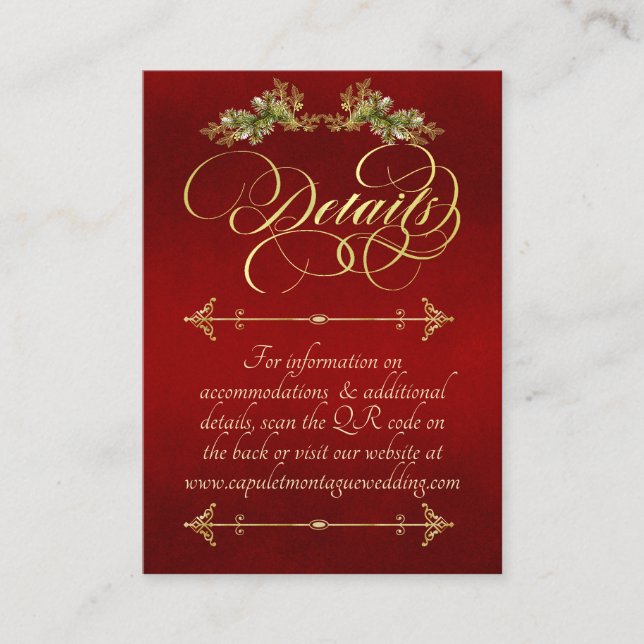 Elegant Script & Monogram - Red/Gold Enclosure Card (Front)