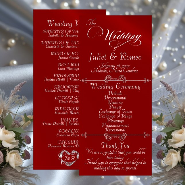 Elegant Script & Monogram - Red Wedding Programme (Creator Uploaded)