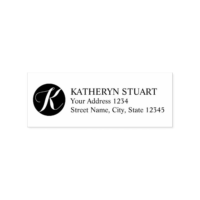 Elegant Script Monogram Return Address Rubber Stamp (Imprint)