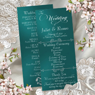 Elegant Script & Monogram - Teal Wedding Programme