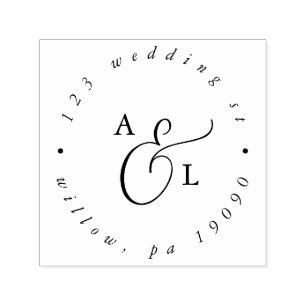 Elegant Script Monogram Wedding Circular Address Self-inking Stamp