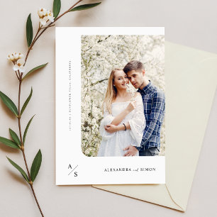 Elegant Script Monogram Wedding Photo Invitation