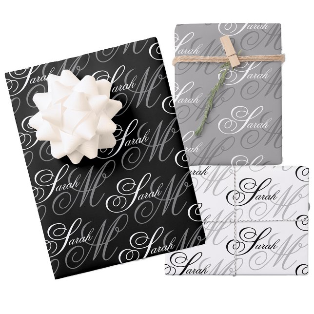 Elegant Script Monogram Wrapping Paper Sheet (Creator Uploaded)
