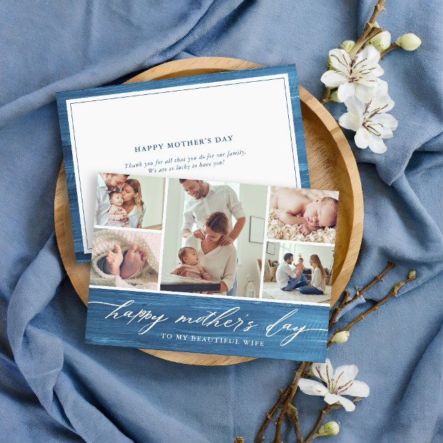 Elegant Script Mother's Day Photo Collage Card (Creator Uploaded)