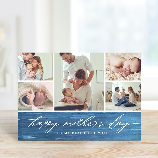 Elegant Script Mother's Day Photo Collage Card (Creator Uploaded)