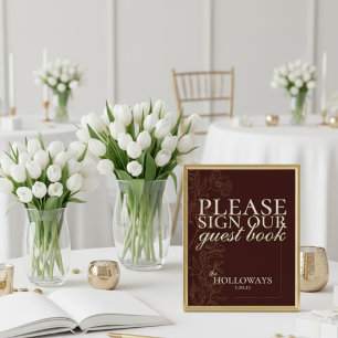 Elegant Script Mousse Brown Wedding Guestbook