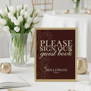 Elegant Script Mousse Brown Wedding Guestbook