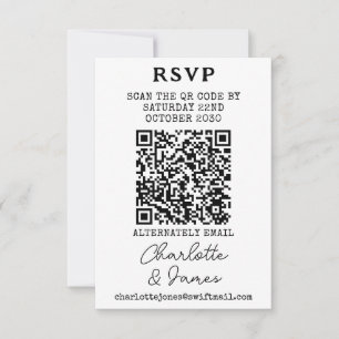 Elegant Script Mr And Mrs QR Code RSVP Card