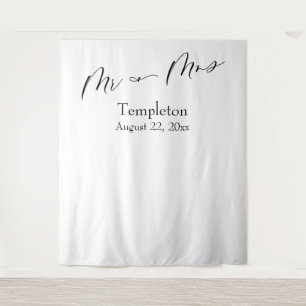 Elegant Script Mr & Mrs Simple Photo Background Tapestry