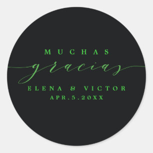 ELEGANT SCRIPT MUCHAS GRACIAS   THANK YOU STICKER