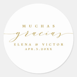 ELEGANT SCRIPT MUCHAS GRACIAS   THANK YOU STICKER