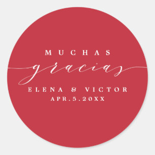 ELEGANT SCRIPT MUCHAS GRACIAS   THANK YOU STICKER