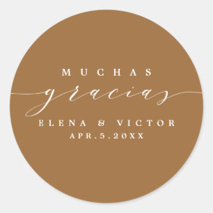 ELEGANT SCRIPT MUCHAS GRACIAS   THANK YOU STICKER