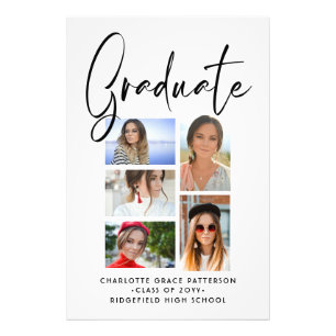Elegant Script Multi Photo Graduation Graduate
