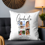 Elegant Script Multi Photo Graduation Graduate Cushion<br><div class="desc">Elegant Script Multi Photo Graduation Graduate Throw Pillow features five of your favourite photos of your college or high school graduate with the swirly modern black calligraphy script overlay "Graduate". Simple,  stylish and classy graduation keepsake gifts. Created by ©Evco Studio www.zazzle.com/store/evcostudio</div>