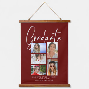 Elegant Script Multi Photo Graduation Graduate Hanging Tapestry