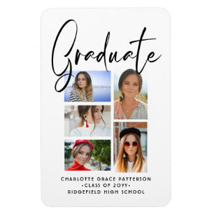 Elegant Script Multi Photo Graduation Graduate Magnet
