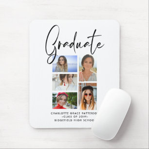 Elegant Script Multi Photo Graduation Graduate Mouse Mat