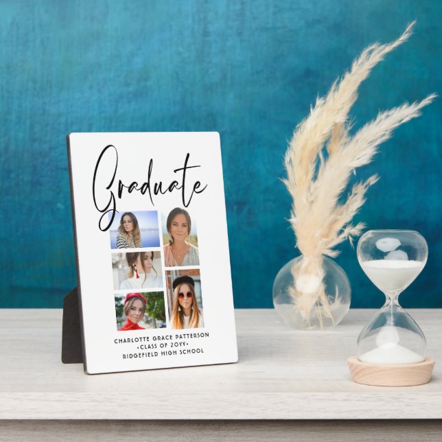 Elegant Script Multi Photo Graduation Graduate Plaque (Side)