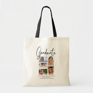 Elegant Script Multi Photo Graduation Graduate Tote Bag