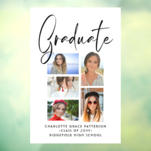 Elegant Script Multi Photo Graduation Graduate Window Cling