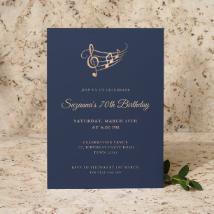 Elegant Script Music Notes Birthday Invitation