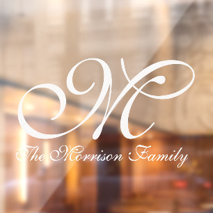 Elegant Script Name and Monogram Window Cling