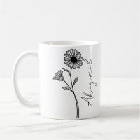 Elegant Script Name April Month Birth Flower Daisy