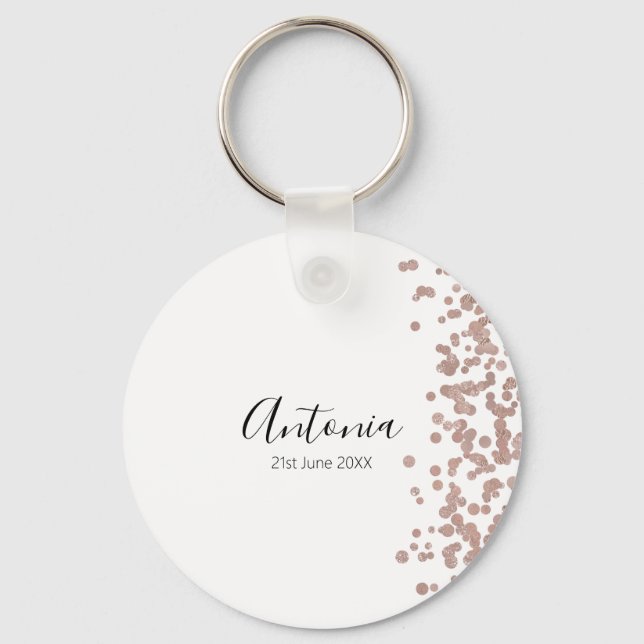 Elegant Script Name Birthday Key Ring (Front)