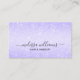 Elegant Script Name Chic Purple Glitter Business Card