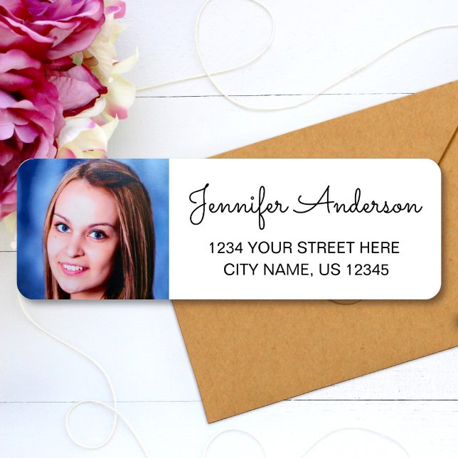 Elegant Script Name Custom Photo Return Address (Creator Uploaded)