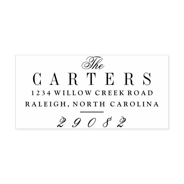 Elegant Script Name Family Return Address Self-inking Stamp (Design)