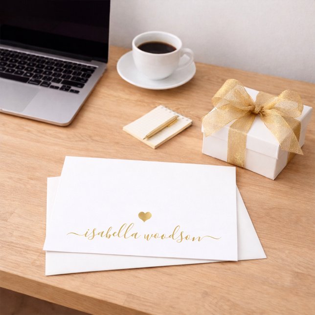Elegant Script Name Faux Gold Foil Heart  Card (Creator Uploaded)