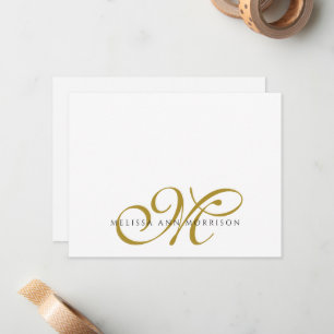 Elegant Script Name Gold Monogram Card