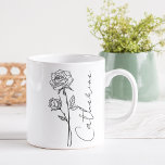 Elegant Script Name June Birth Month Flower Rose Coffee Mug<br><div class="desc">Elegant,  minimalist and modern black hand drawn rose,  June birth month flower with customisable name in elegant script,  personalised gift for any occasion,  including Birthdays,  gifts for bridesmaids,  best friends,  Christmas,  and more.</div>
