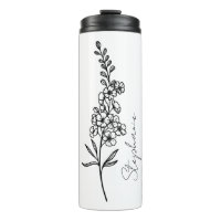 Elegant Script Name Larkspur July Birth Flower