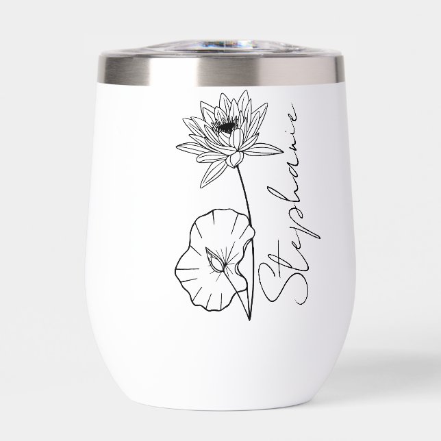 Elegant Script Name Lotus July Birth Month Flower (Front)