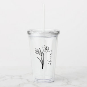 Elegant Script Name March Birth Flower Daffodil Acrylic Tumbler