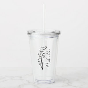 Elegant Script Name May Birth Month Flower Acrylic Tumbler