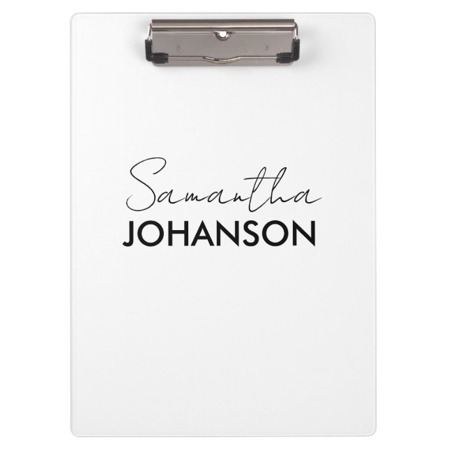 Elegant Script Name | Modern Minimalist  Clipboard (Front)