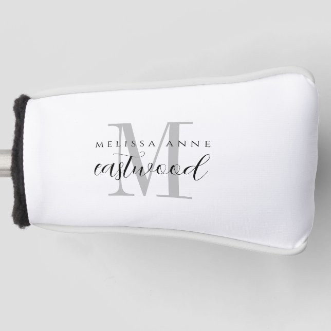 Elegant Script Name Monogram  Golf Head Cover (Front)