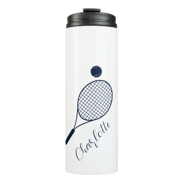 Elegant Script Name Monogram Tennis Club Thermal Tumbler (Front)